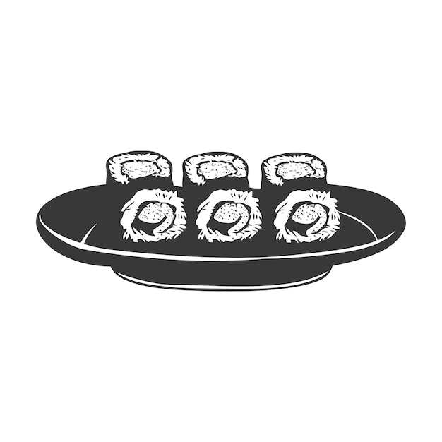 Silhouette Sushi or kimbab Dish black color only