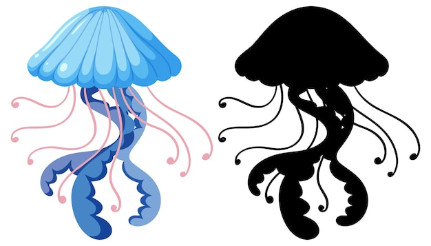 Vector silhouette of swimming jelly fish