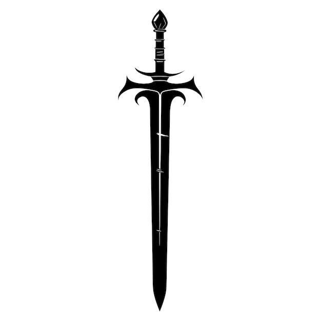 Vector silhouette sword black color only