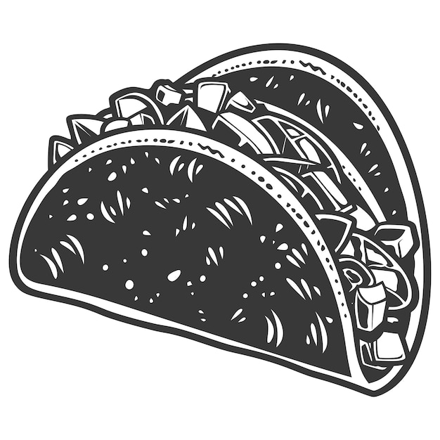 Vettore solo colore nero per i tacos a silhouette