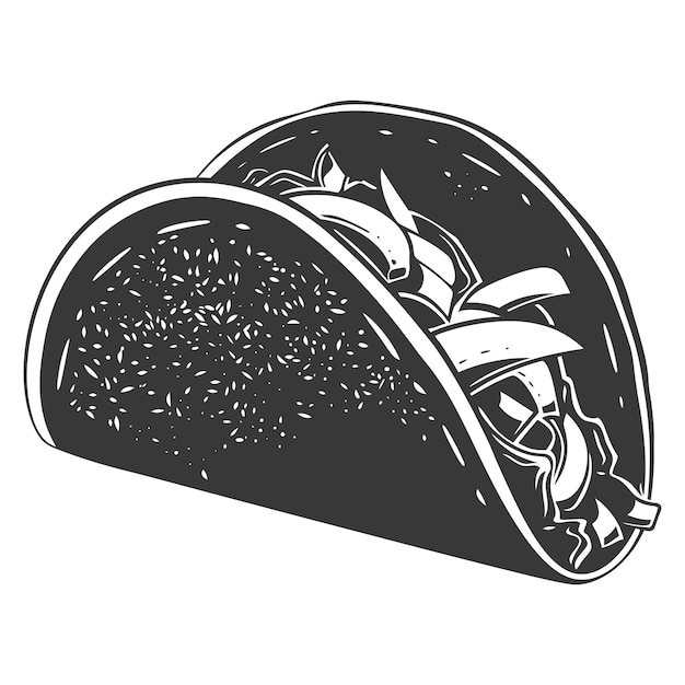 Vettore solo colore nero per i tacos a silhouette