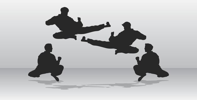 silhouette taekwondo kick movement