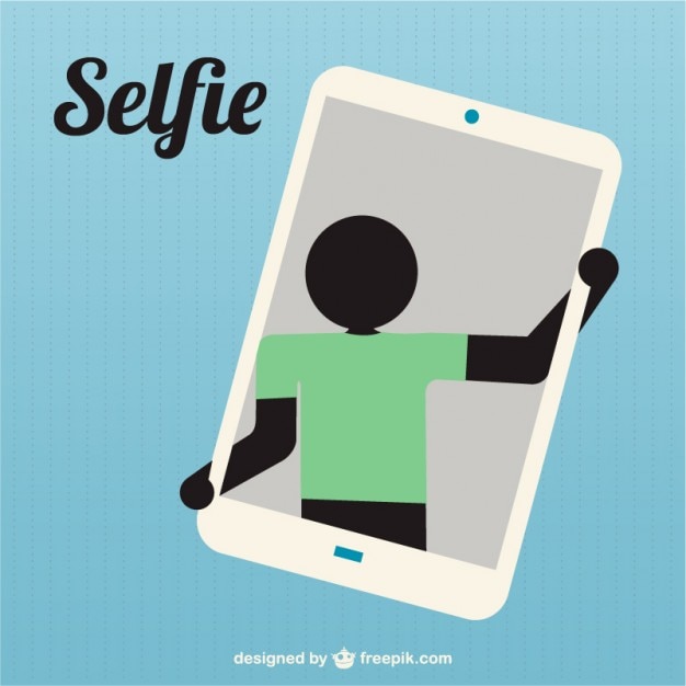 Vector silhouette taking selfie icon