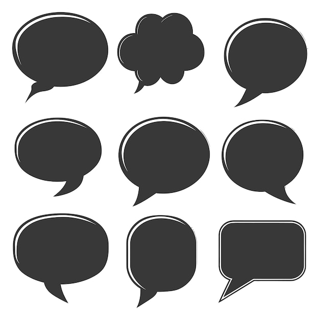 Silhouette Talk bubble speech or Dialogue balloon stickers black color only