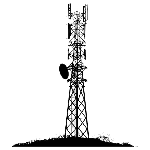 シルエット 通信塔 黒色のみ