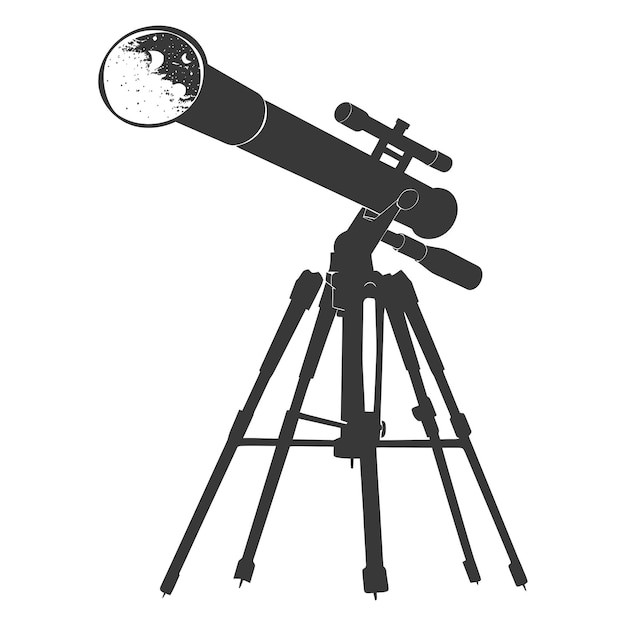 Vettore telescopio a silhouette solo colore nero