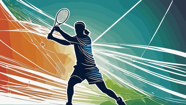 Vector silhouette of a tennis player