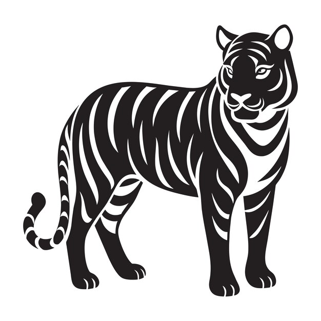 A silhouette tiger black and white logo vector clip art