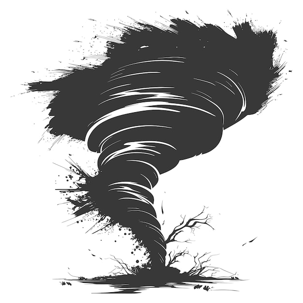 Vector silhouette tornado whirlwind black color only