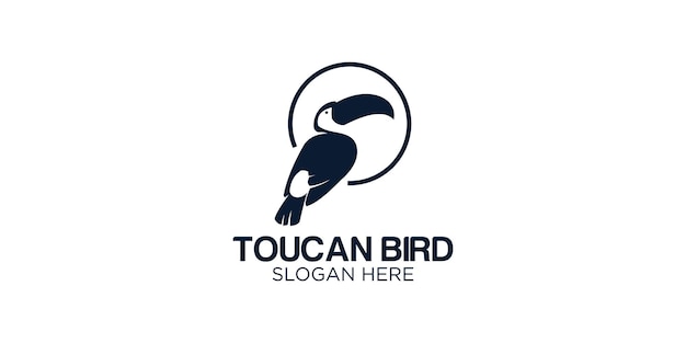 Vector silhouette toucan logo design template