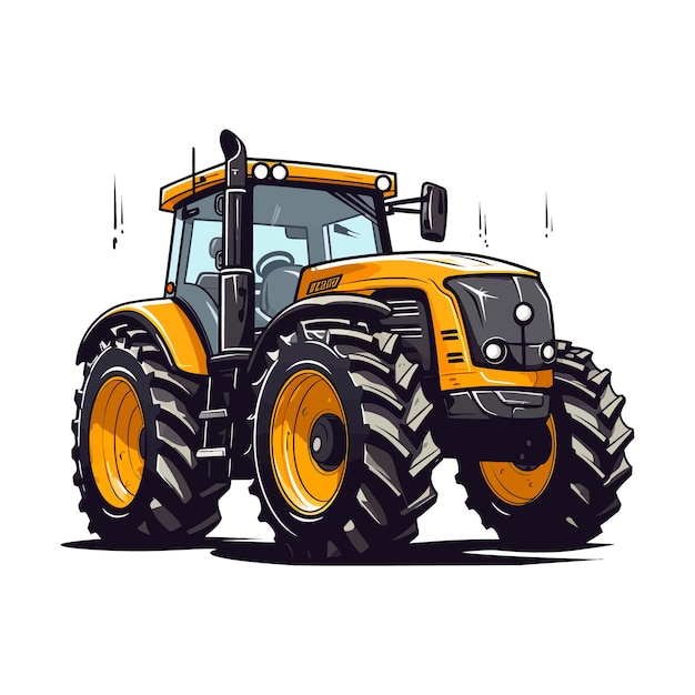 Vector silhouette of a tractor illustration and vector with black old tractor on white background