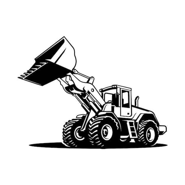 Silhouette of tractor vector