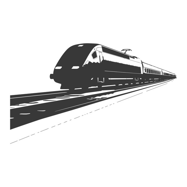 Вектор Силуэтный поезд черного цвета только полный