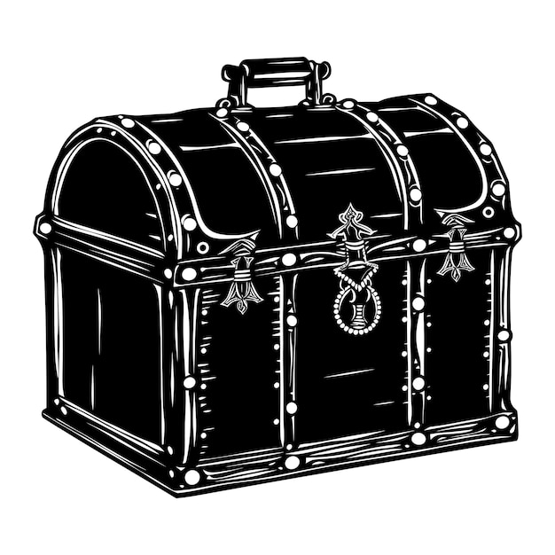 Vettore silhouette treasure chest solo colore nero