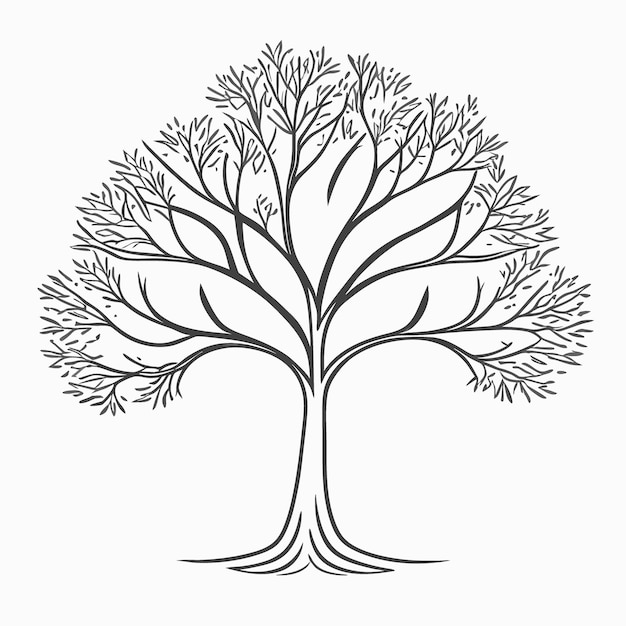 silhouette tree free line vector illustration line art