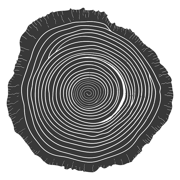 Silhouette Tree rings wood black color only