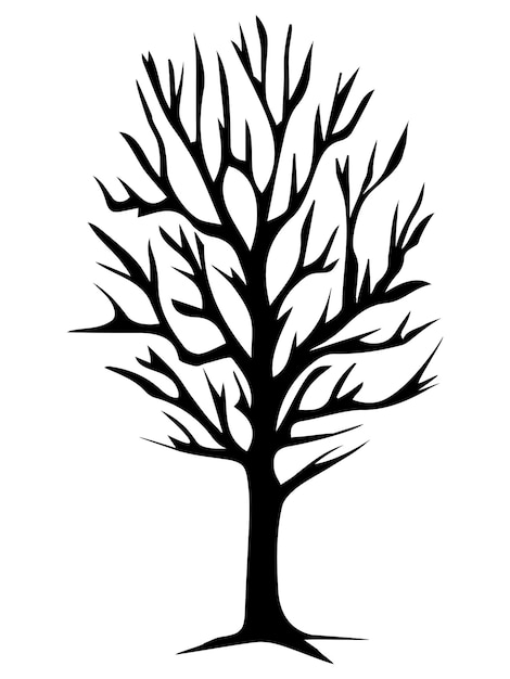 Vector silhouette tree with fallen leaves clipart seasonal autumn isolated vector sketch