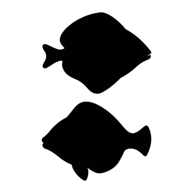 silhouette of a turbot fish on white