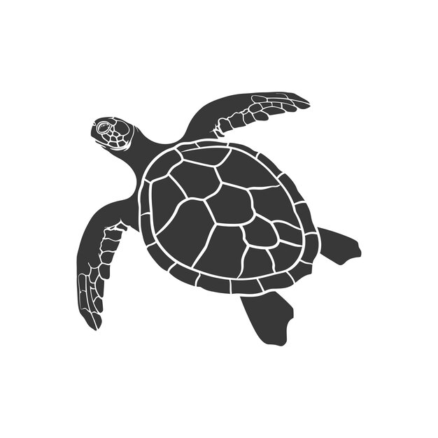 Vector silhouette turtle animal black color only full body