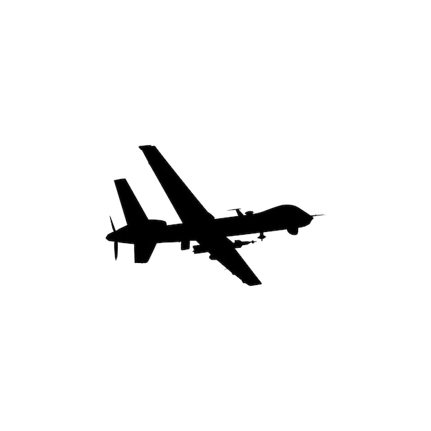 UAV 드론 또는 무인 항공기 평면 스타일의 실루