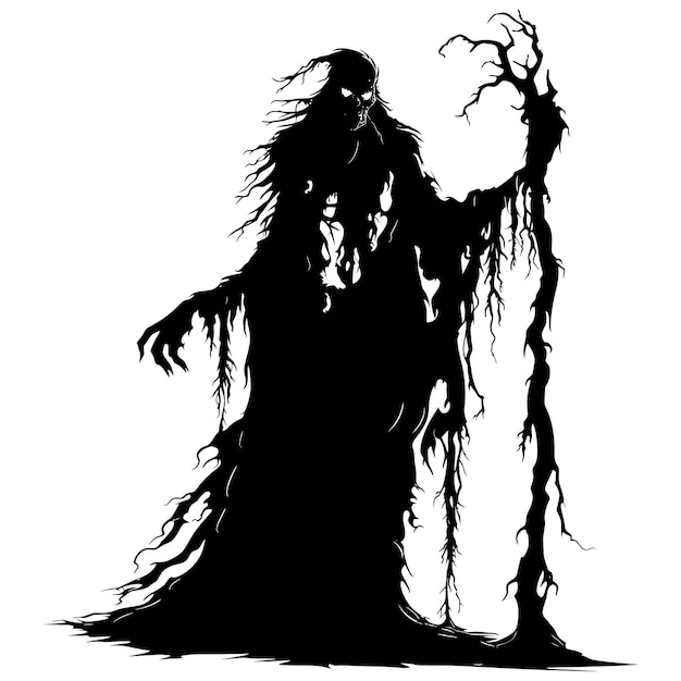 Silhouette undead lich black color only full body