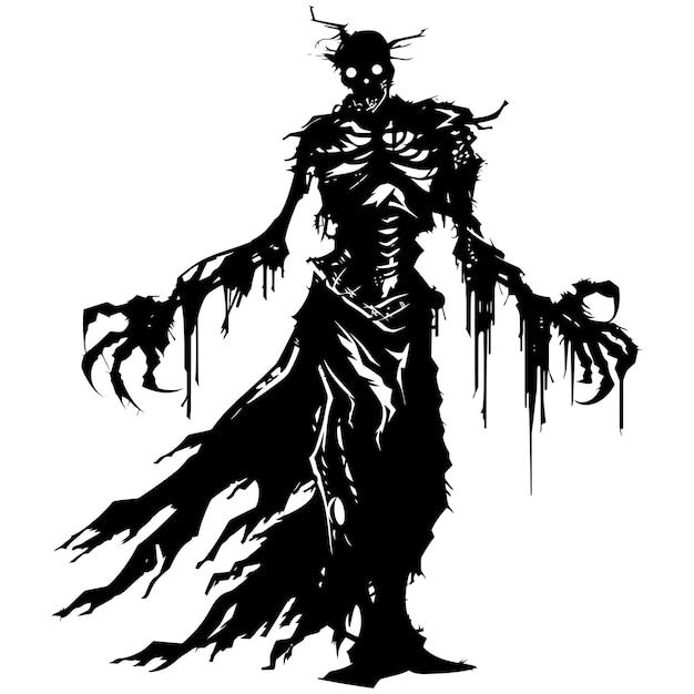 Silhouette undead lich black color only full body