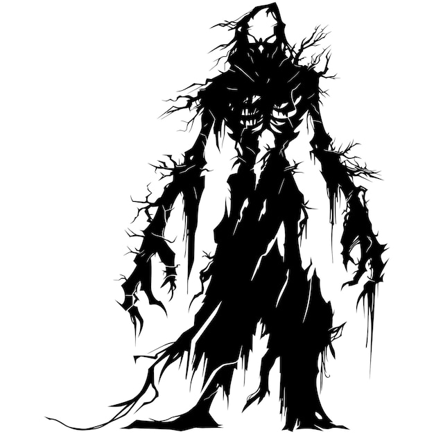 Silhouette undead lich black color only full body