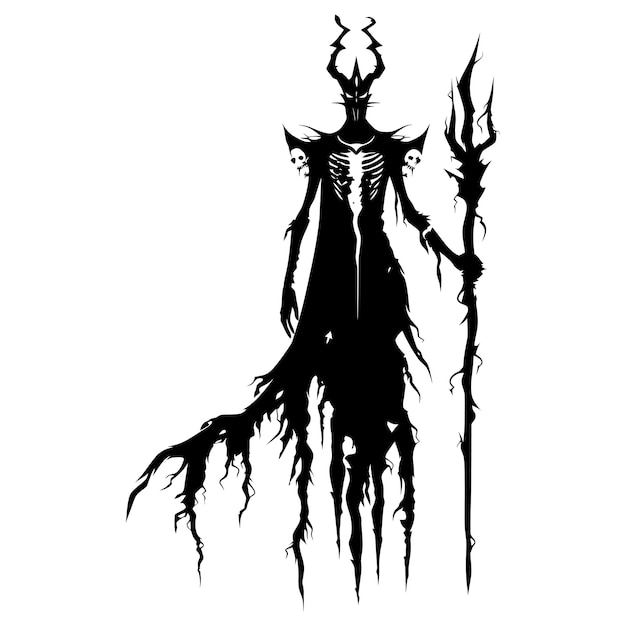 Silhouette undead lich black color only full body