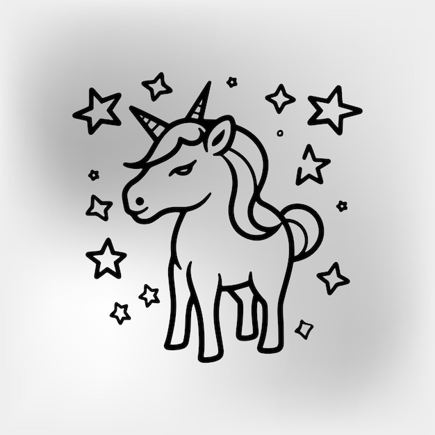 Sagoma della testa di unicorno con stelle