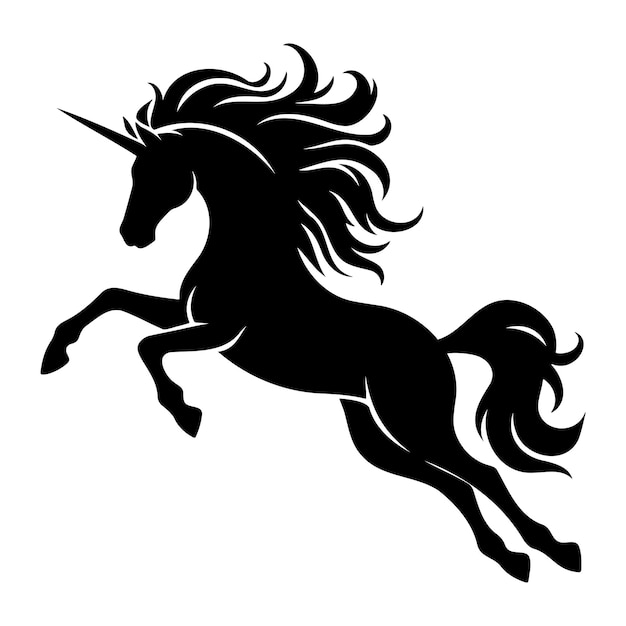 Silhouette of an unicorn jumping vector illustration