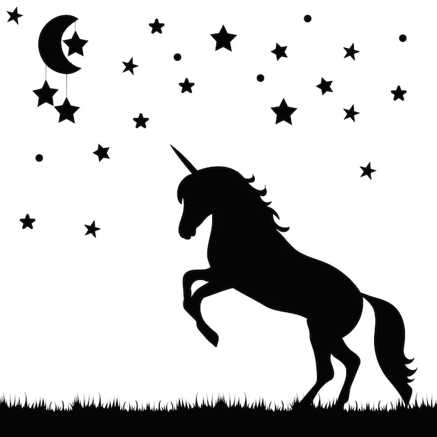 Silhouette of a unicorn, on a white background, vector