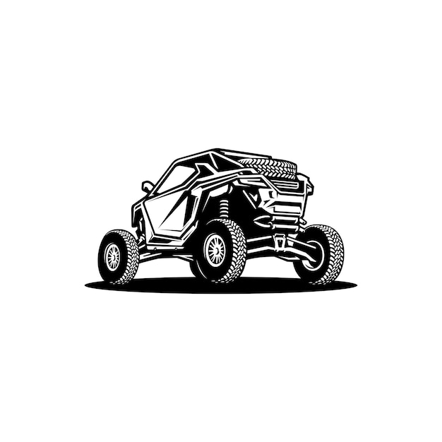 Silhouette of utv atv vehicle in black and white color illustration vector