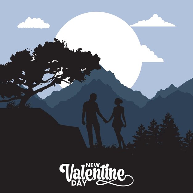 silhouette valentines day celebration social media post template