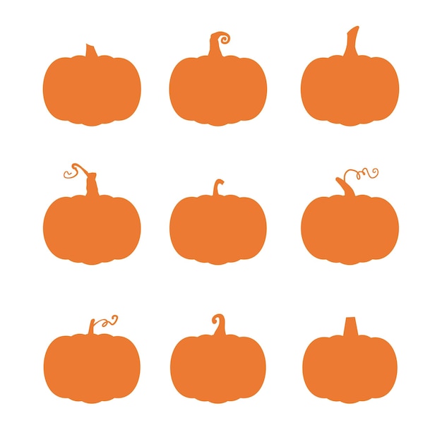 Silhouette of  various orange pumpkins, pumpkin icon