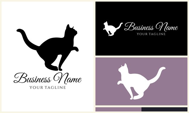 Vector silhouette vector cat logo template