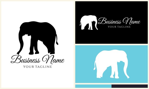 Vector silhouette vector elephant logo template