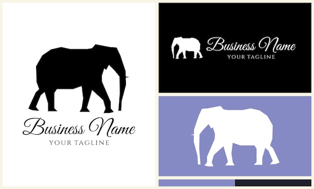 Vector silhouette vector elephant logo template