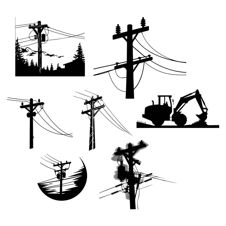 Vector silhouette vector group of trees bonsai tyre