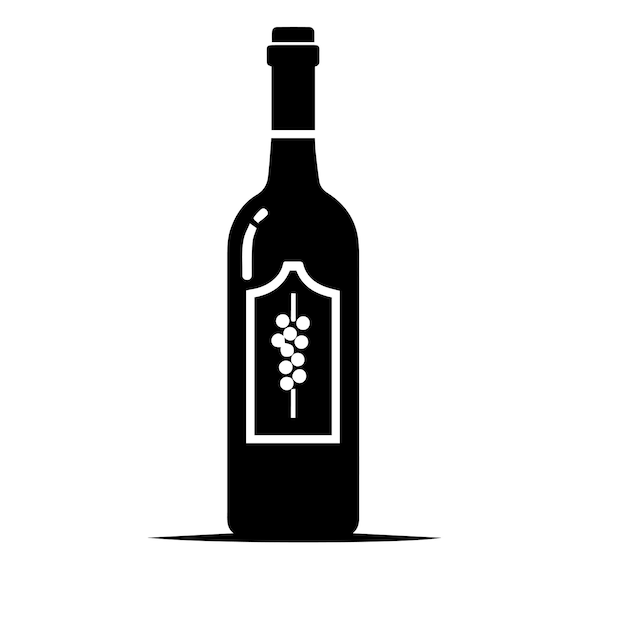 黒い色の白い背景のシンプルなボトルまたは瓶の平らなイラストのシルエットベクトルアイコン