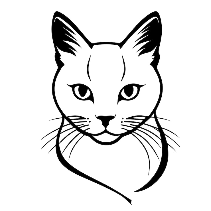 Vector silhouette vector illustration of a cat face design on white background pet animals easy editabl