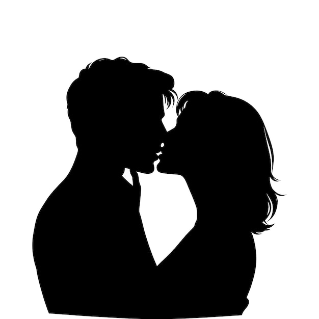 Vector a silhouette vector of a kissing couple on a white background