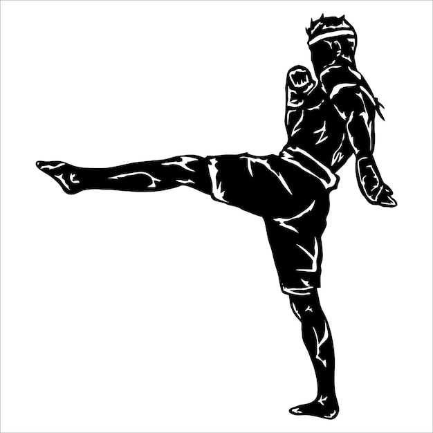 Vector silhouette vector muaythai