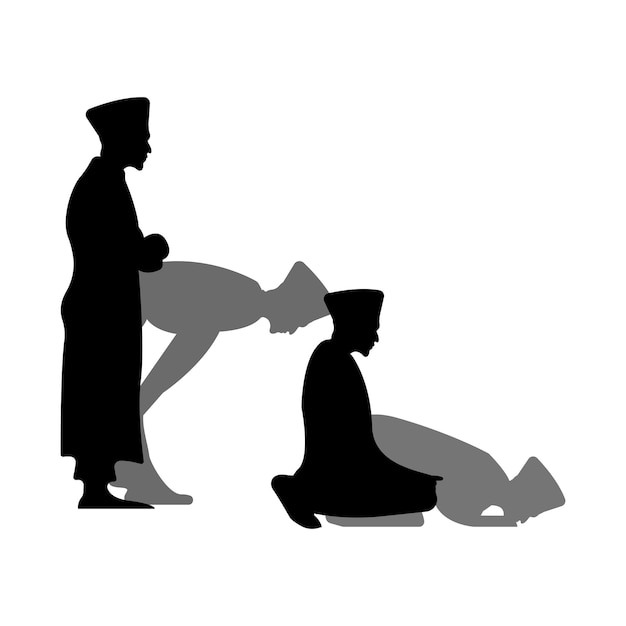 Silhouette Vector of Muslim People Praying