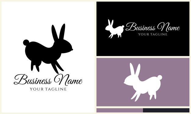 Vector silhouette vector rabbit logo template