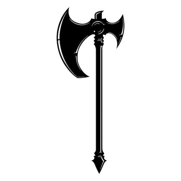 Silhouette viking ax or axe in mmorpg game black color only