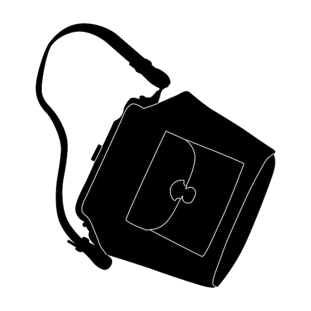 Silhouette of a vintage camera with a strap