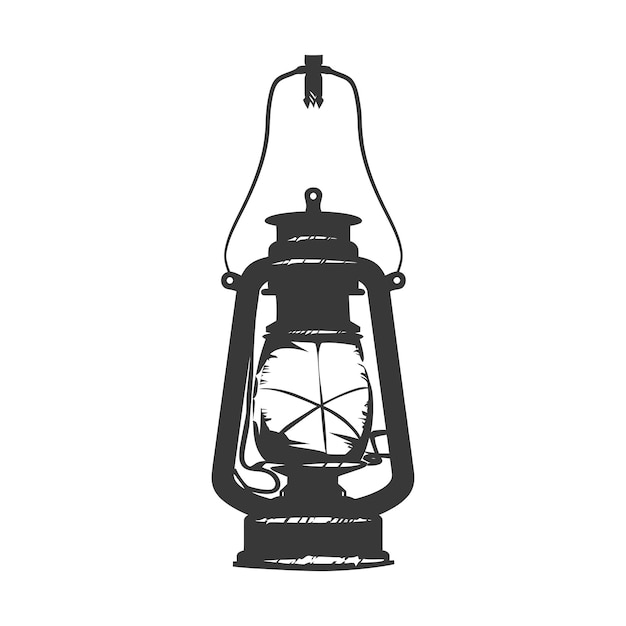 Вектор Силуэт винтажный фонарь подвесной лампы промышленного стиля только черный цвет
