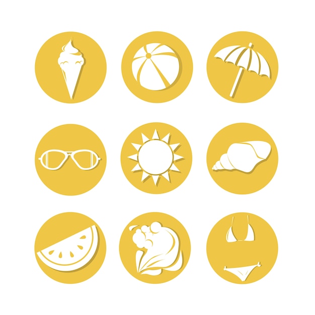 Вектор Силуэт vintage summer holiday icon set