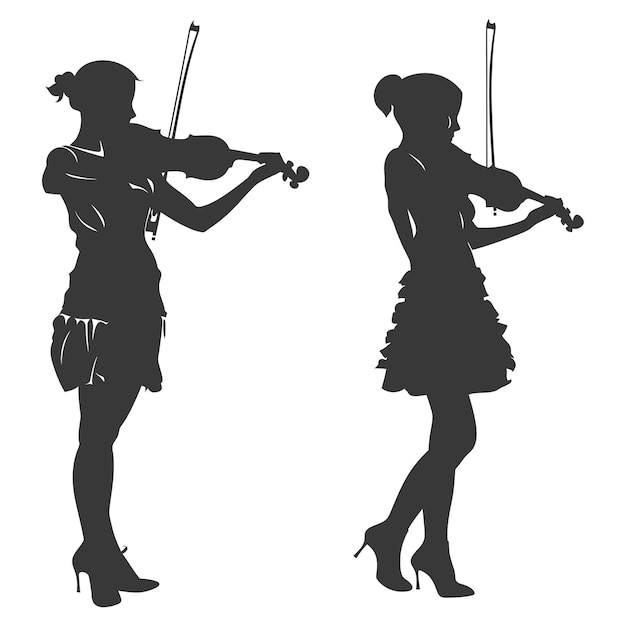 Вектор Силуэтный виолончелист женщины в действии полное тело только черный цвет