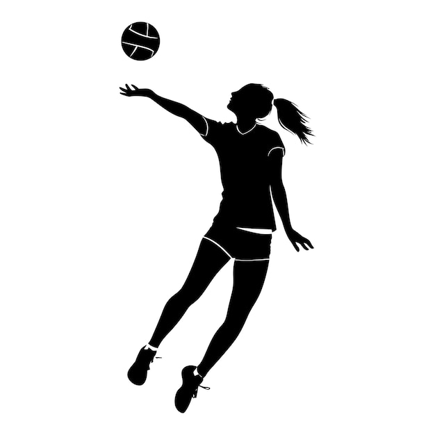 Silhouette volleyball player full body black color only